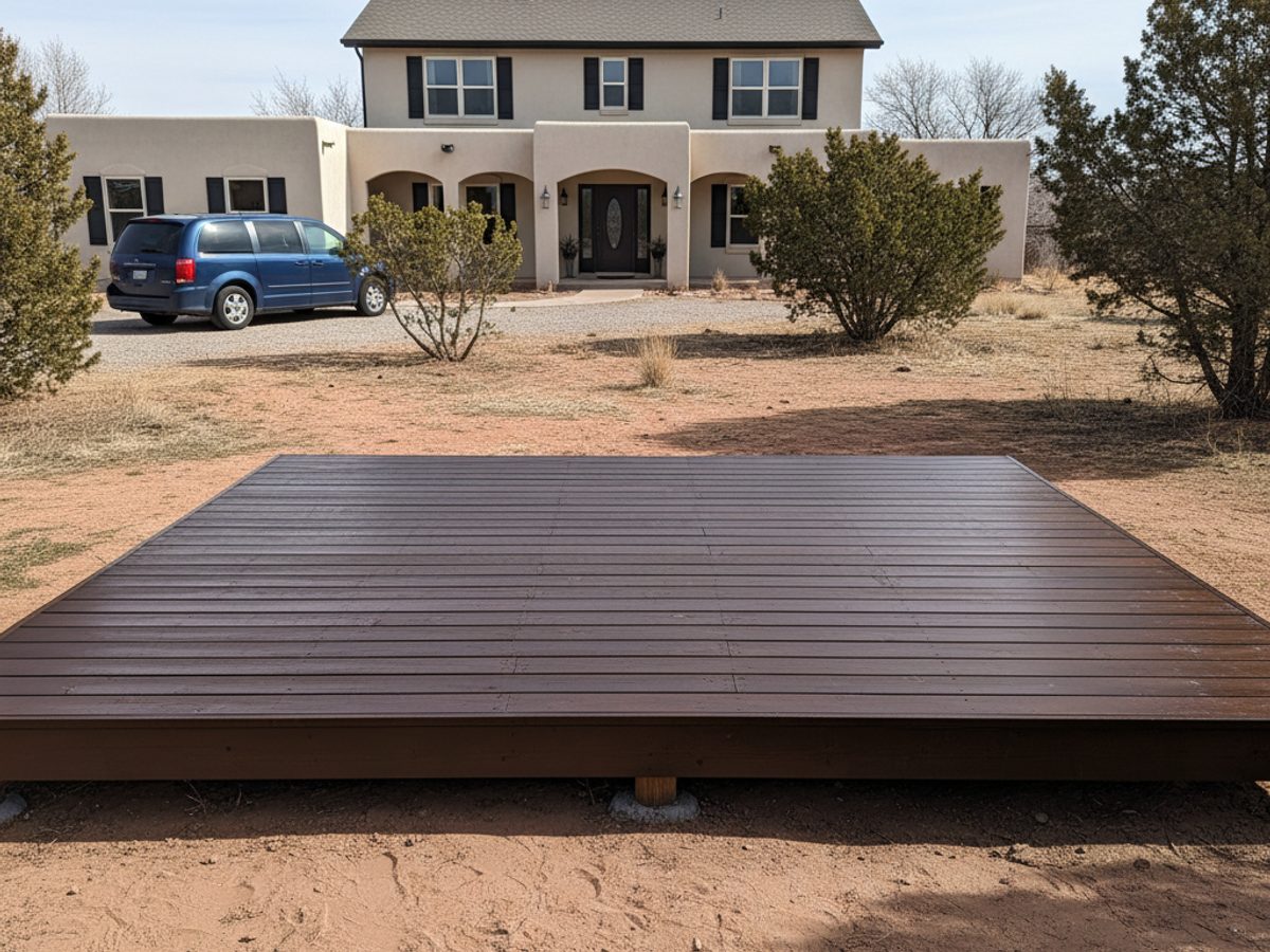 Champion Deck Company crew working on a home